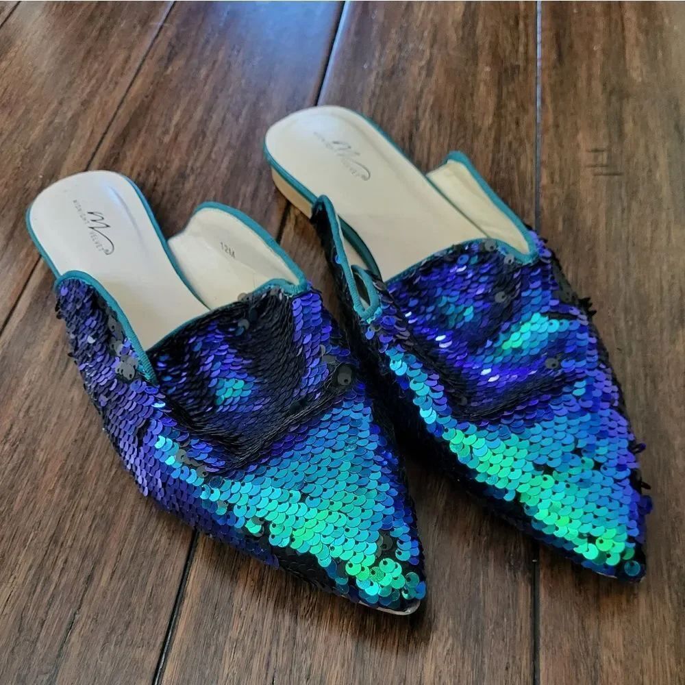 Midnight Velvet Mermaid Elf Sequin Shoes -12M